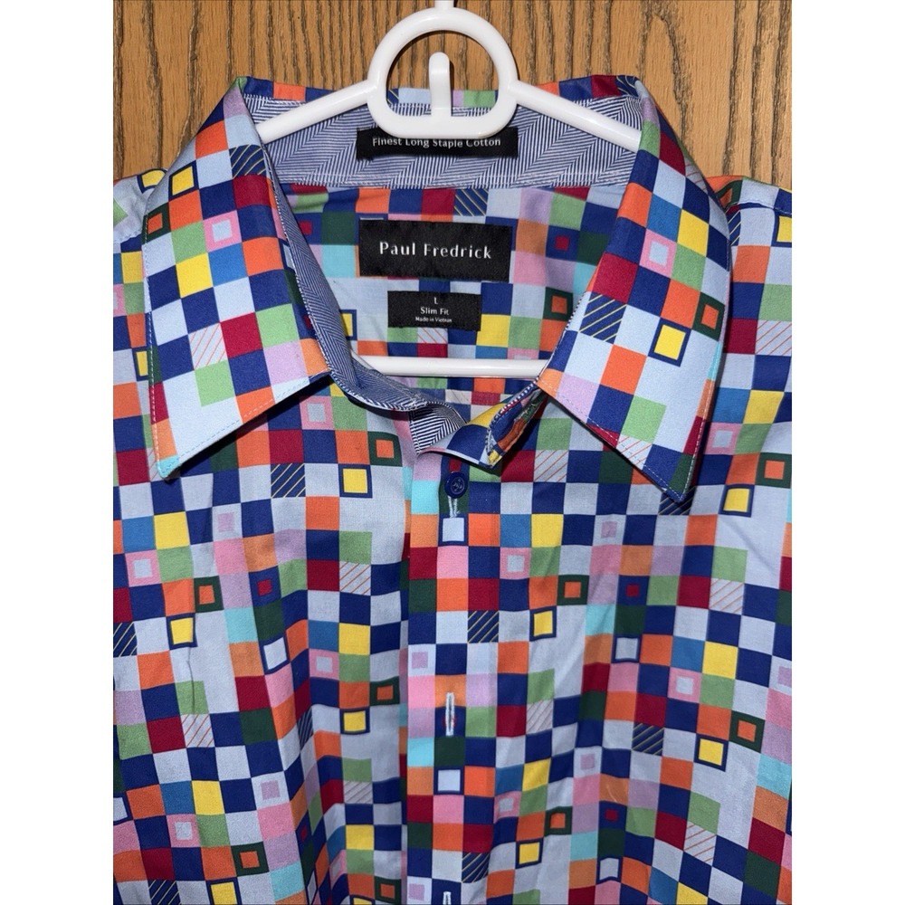 Paul Fredrick Men's Long Sleeve Large Slim Fit Button Up Shirt